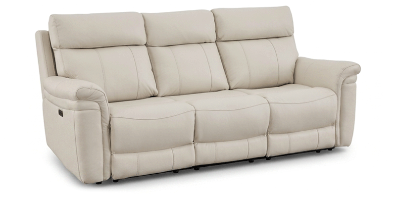 Divano 3 posti con 2 sedute relax elettriche Zero Gravity, in vera pelle e scocca in pvc.