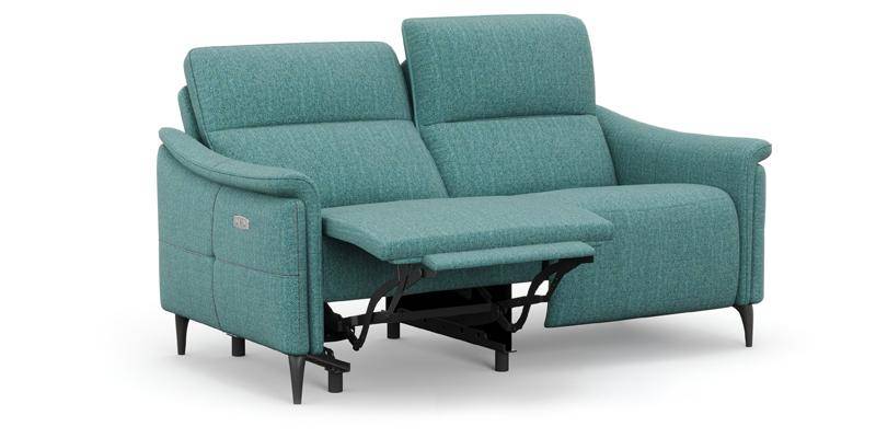 Divano 2 posti con 2 sedute relax elettriche Zero Gravity, in tessuto antimacchia (disponibile in 7 colori).