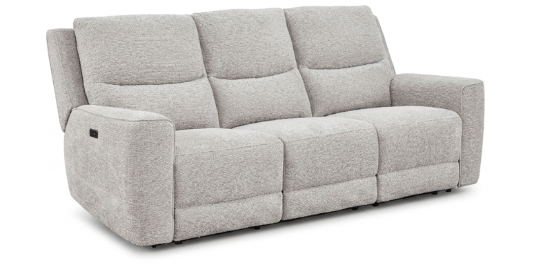 Divano 3 posti con 2 sedute relax elettriche Zero Gravity, in tessuto antimacchia.