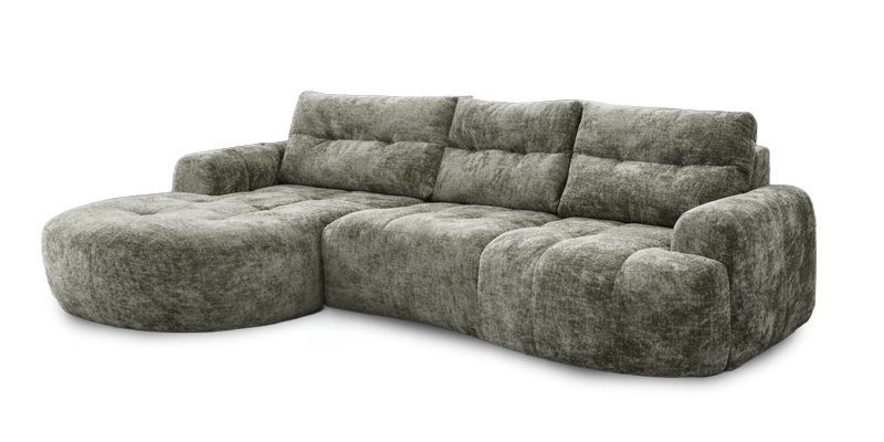 Composizione con terminale intermedio e chaise longue media (con 3 schienali basculanti), in tessuto tecnico antimacchia.