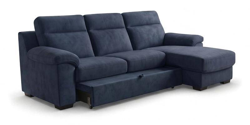 Divano con carrello estraibile chaise longue small, in microfibra antimacchia.
