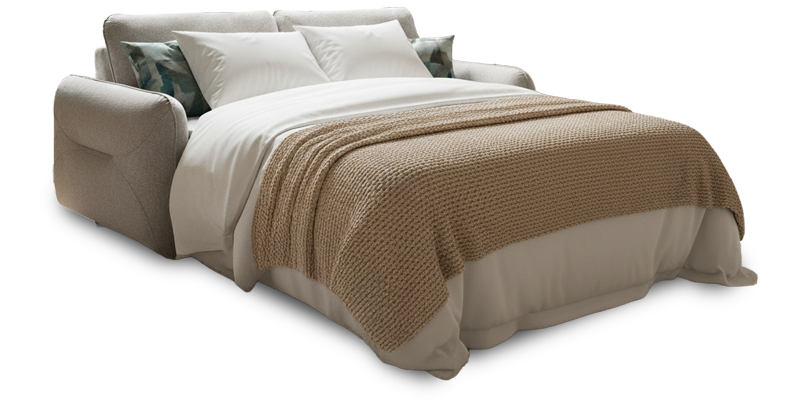 Divano 3 posti con letto (materasso con aloe 140x190x16 cm), in tessuto antimacchia.