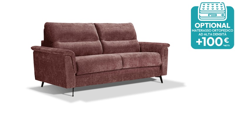 Divano 3 posti con letto (materasso con aloe 140x190x16 cm), in tessuto antimacchia.