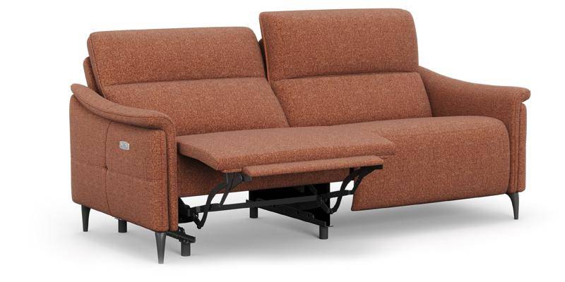 Divano 3 posti con 2 sedute relax elettriche Zero Gravity, in tessuto antimacchia (disponibile in 7 colori).
