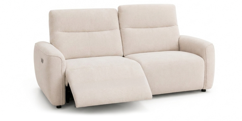 Divano 3 posti con 2 sedute relax elettriche, in microfibra antimacchia.