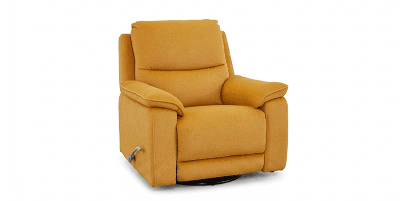Poltrona con seduta relax a meccanismo manuale con base girevole "rocking/swinging", in tessuto antimacchia.