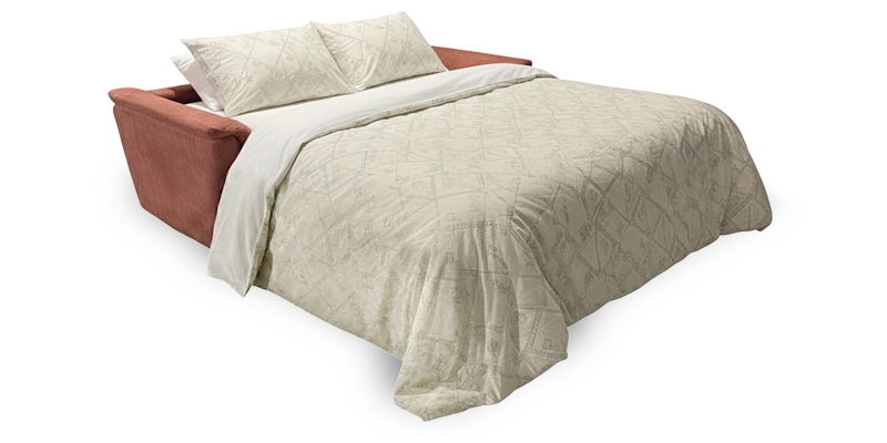 Divano 3 posti con letto (materasso con aloe 140x190x16 cm), in tessuto antimacchia.